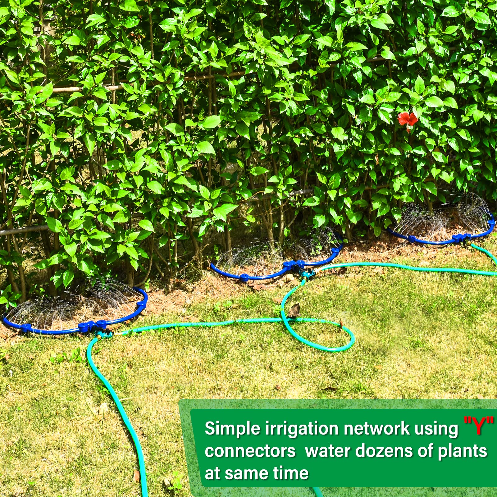ZZM irrigation network around raised garden beds using the ring for efficient watering.