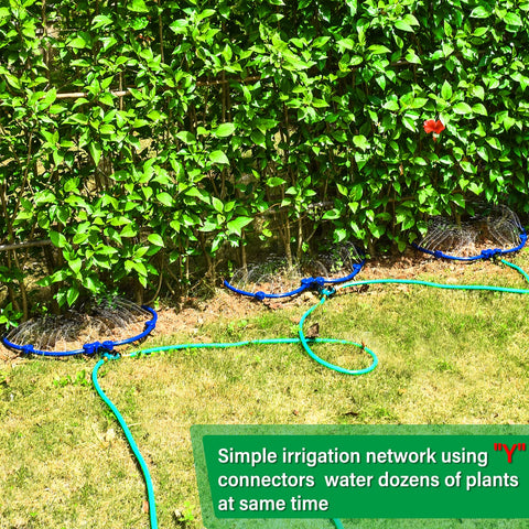ZZM irrigation network around raised garden beds using the ring for efficient watering.
