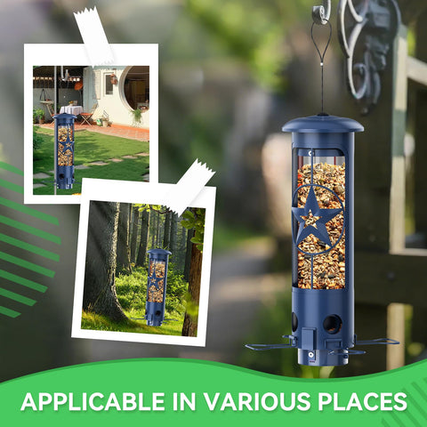 ZZOOEE All-weather metal bird feeder standing up to elements