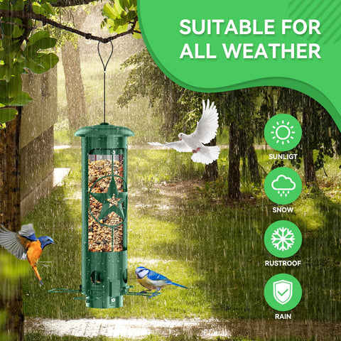 ZZOOEE Squirrel Proof Feeder green finish enhances yard appeal