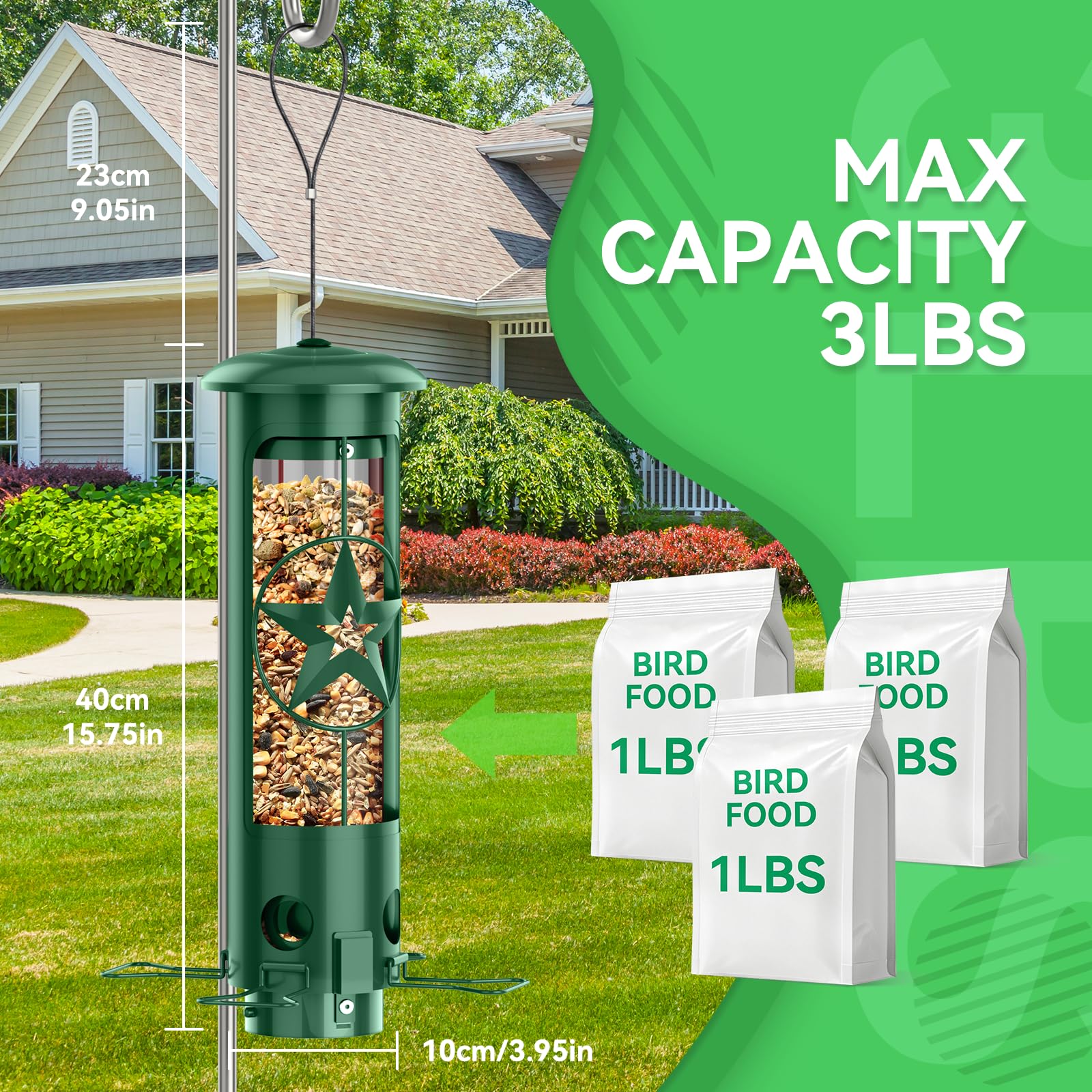 ZZOOEE Squirrel Proof Feeder metal construction resists chewing and weather