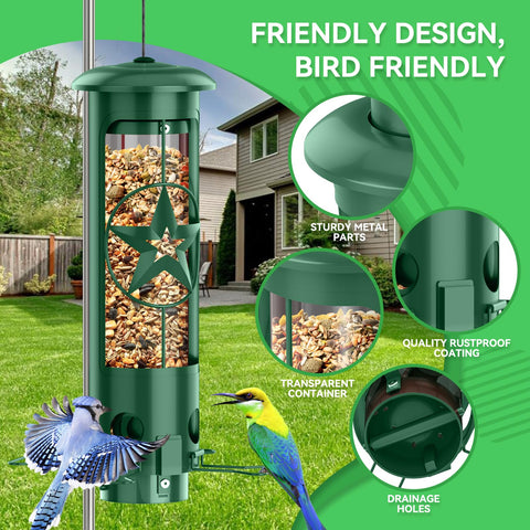 ZZOOEE Squirrel Proof Feeder side view showing sturdy metal construction