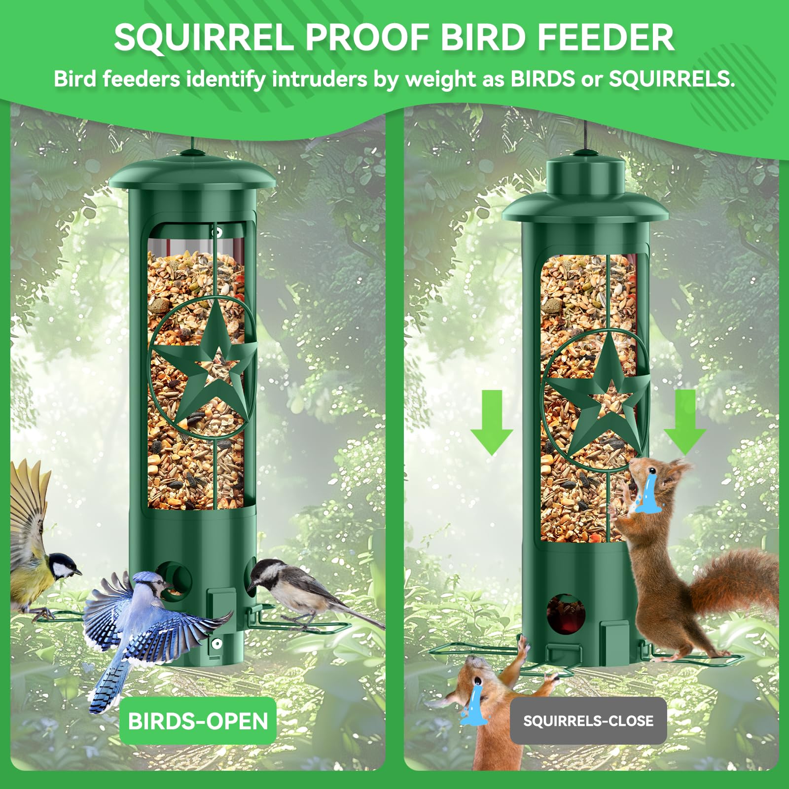 ZZOOEE Squirrel Proof Feeder top opening for quick, hassle-free refills