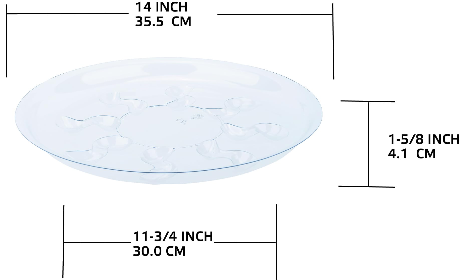 ZZPYXIA clear saucers with feet provide height and drainage.