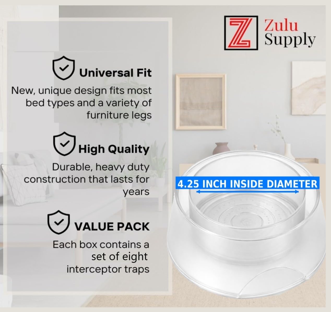 Z Zulu Supply trap with smooth walls prevents escape.