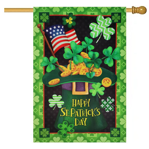 ZZWSFR St. Patrick's Day flag with green shamrock front boosts outdoor festive curb appeal.