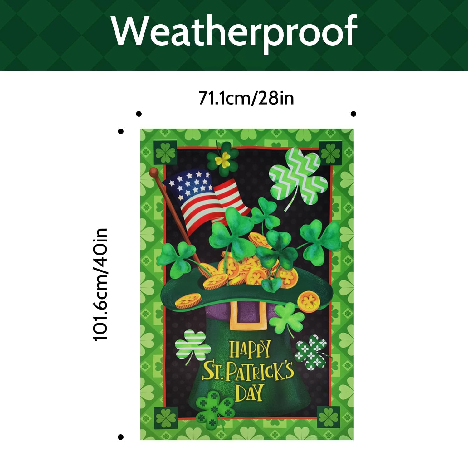 ZZWSFR flag shows leprechaun design on back for lively yard décor from every angle.