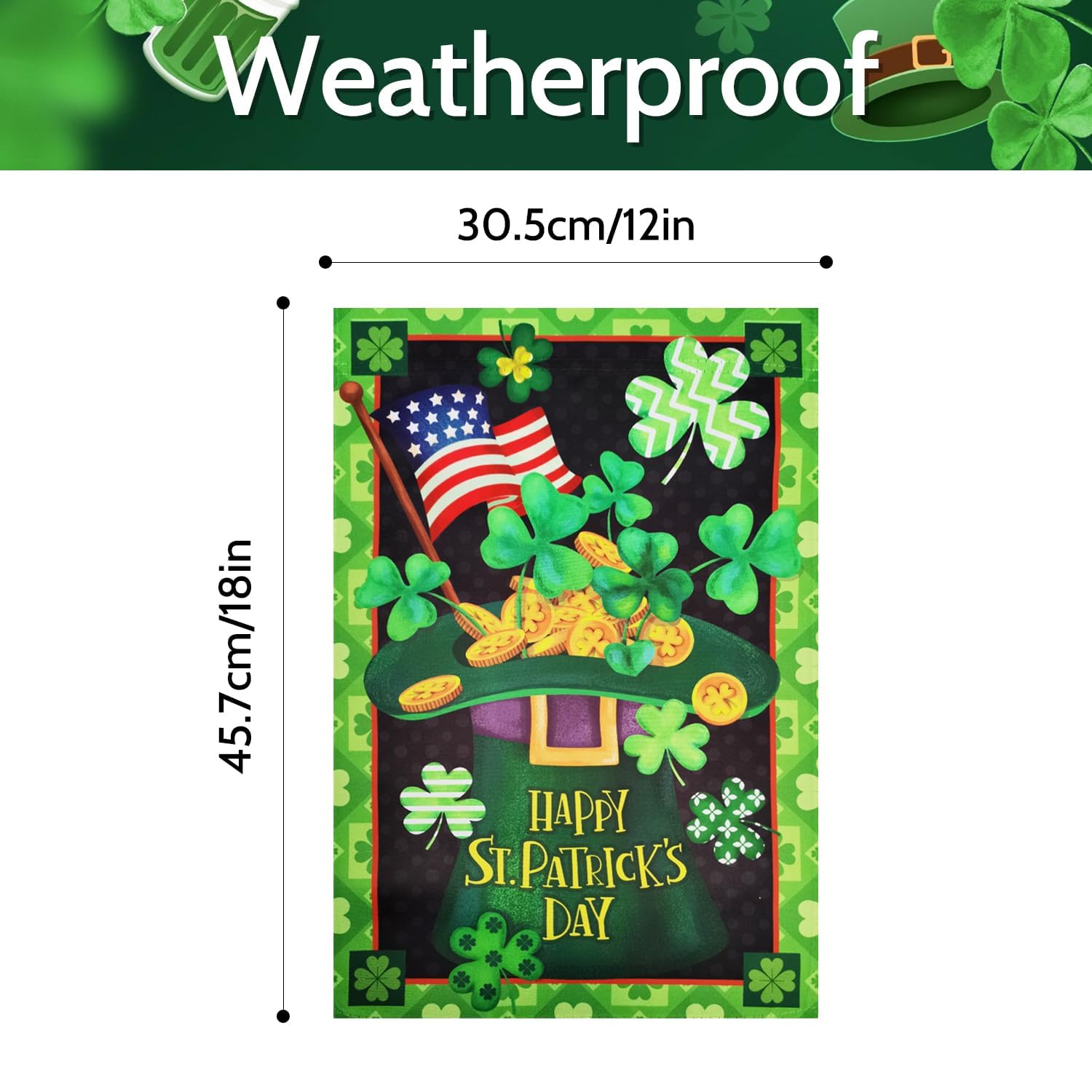 ZZWSFR St. Patrick’s Day garden flag double-sided printing for visibility from both directions