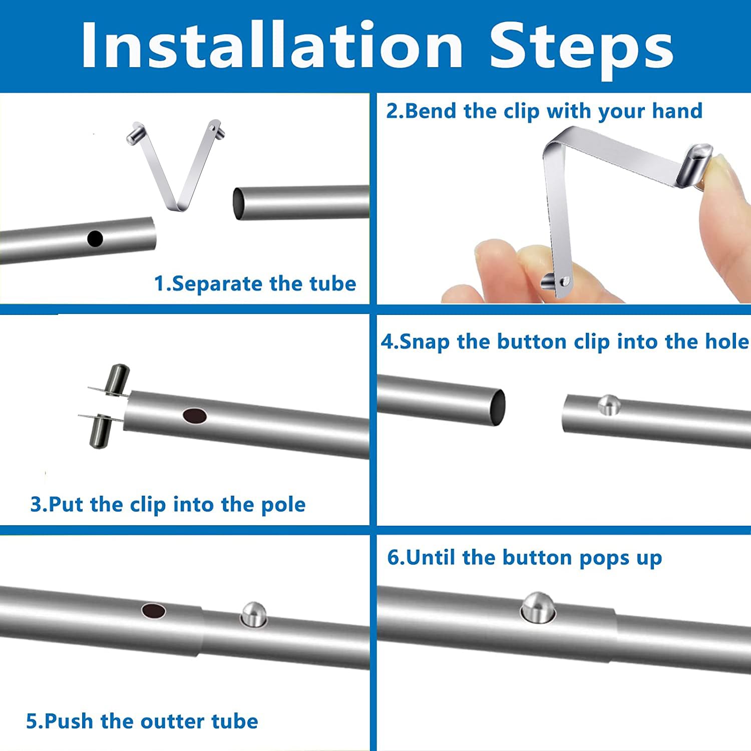 Easy installation by pressing and snapping onto accessories.
