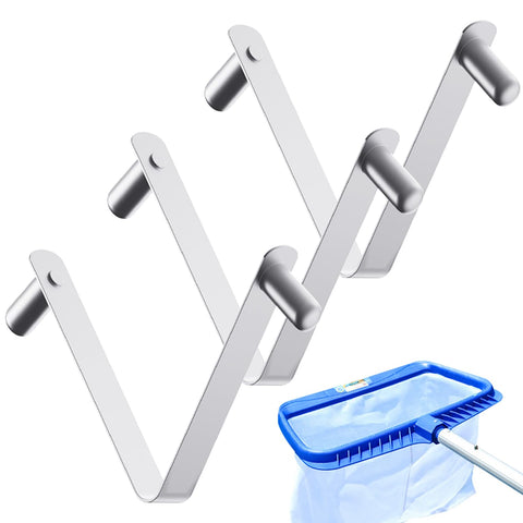 Zzxker stainless steel V-clip with butterfly grip secures pool brushes.