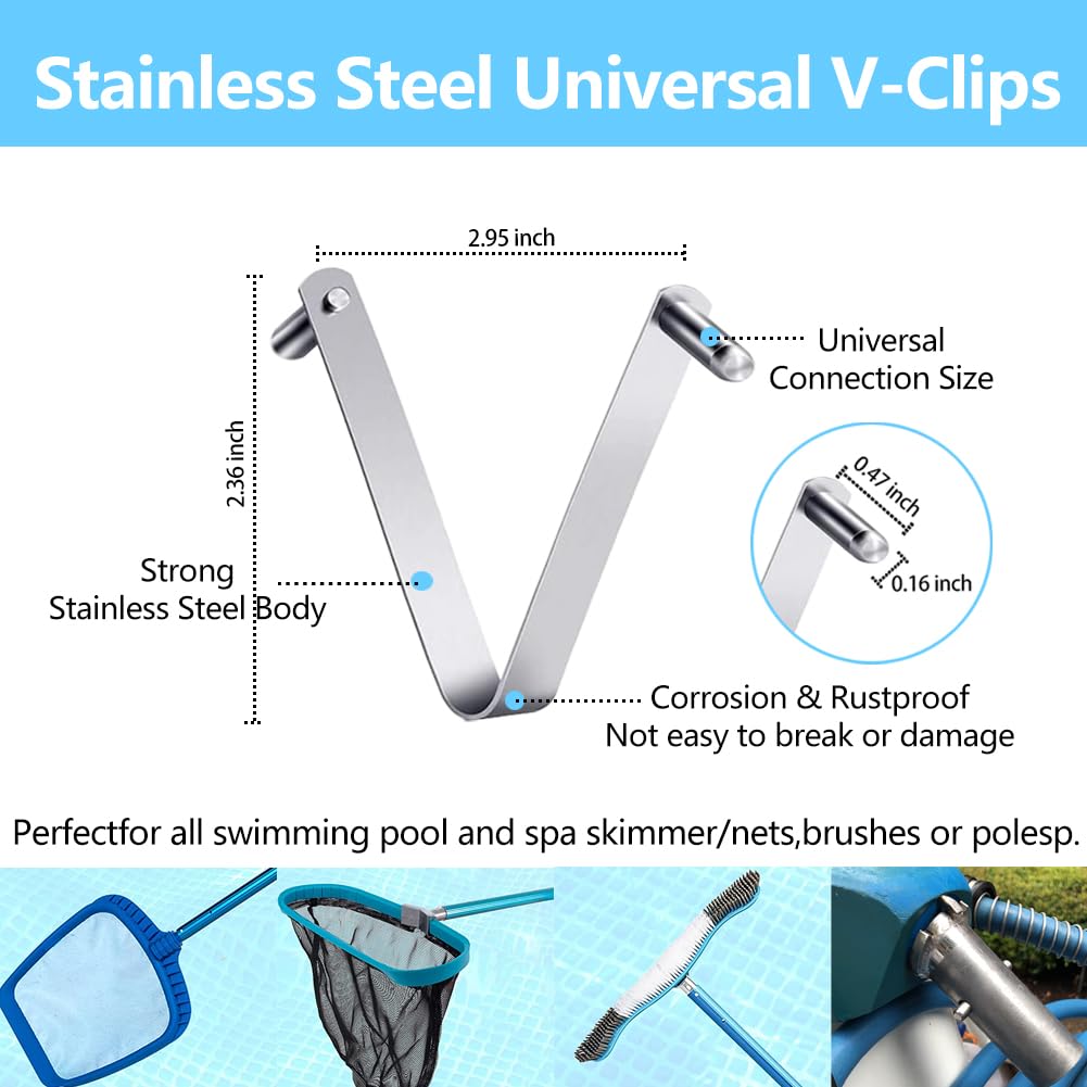 Universal clip fits 1-1/4 inch pool poles for versatile maintenance.