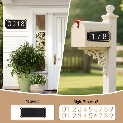 Zzxwaitt customizable address sign with two sets of digits for flexible spacing.
