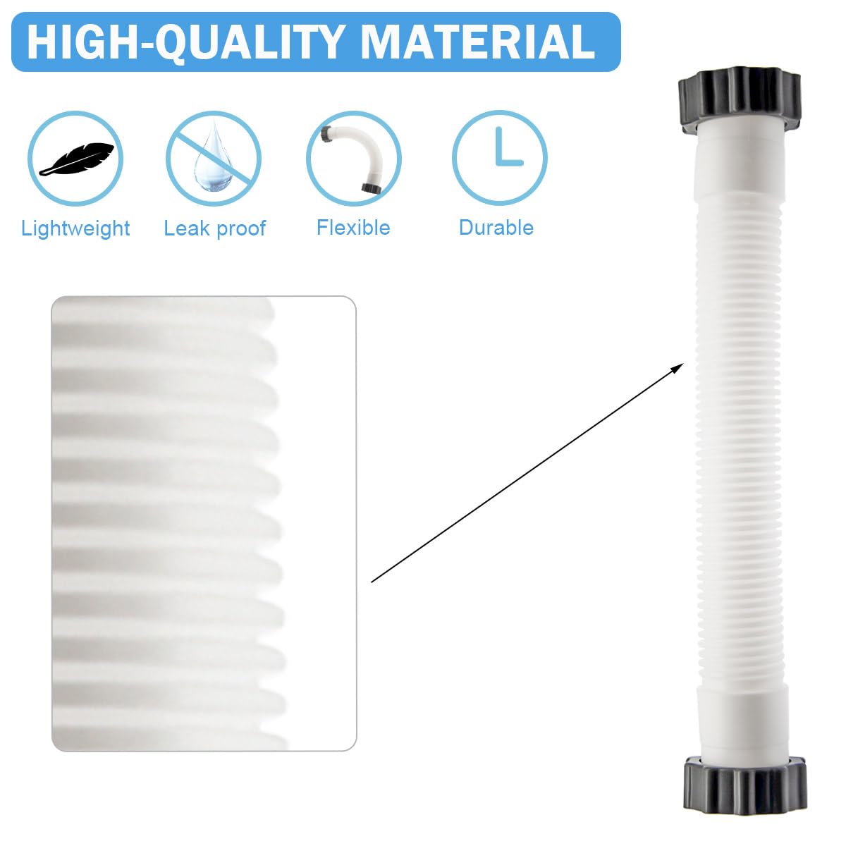 16-inch interconnecting hose connects Intex filter pumps quickly and securely.