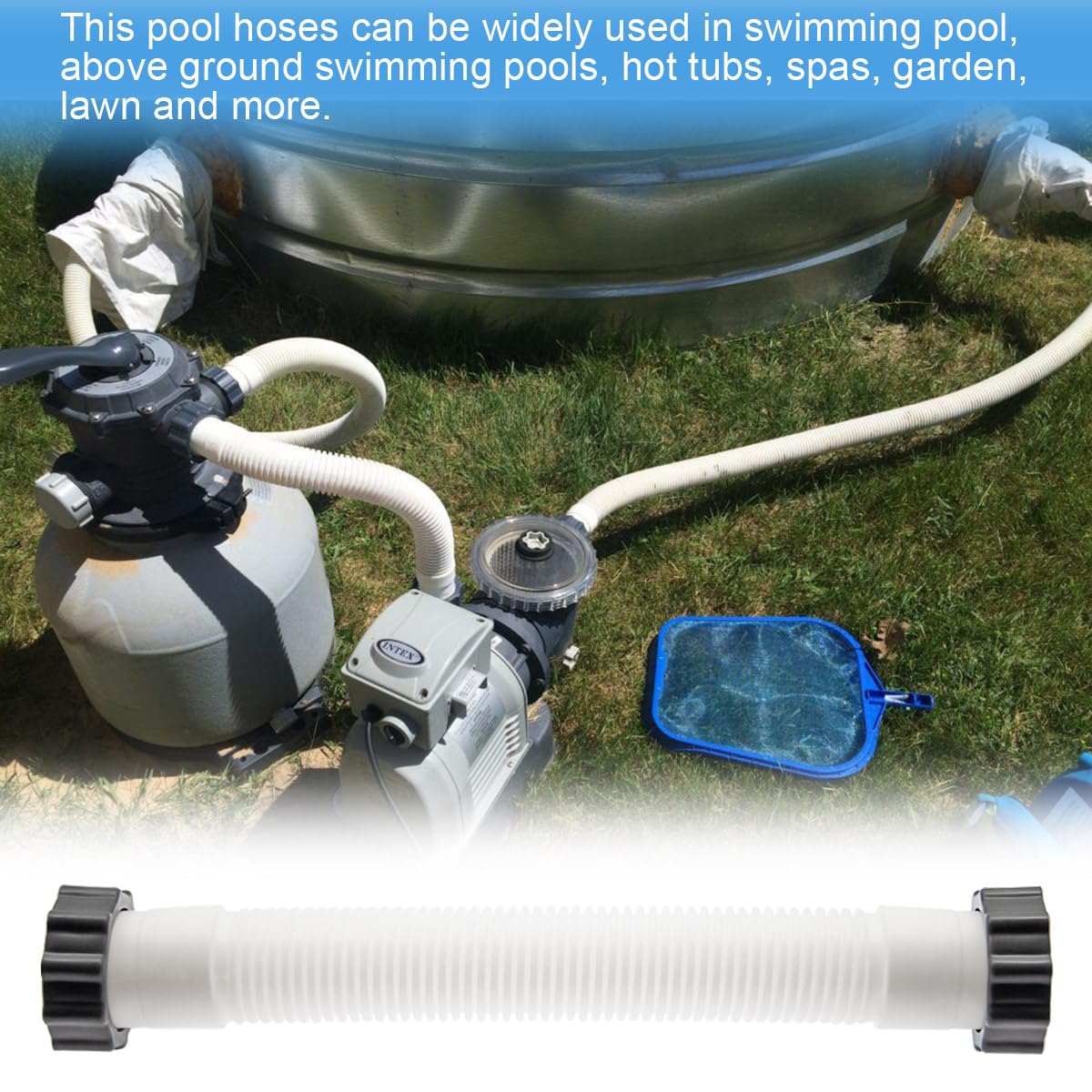 Lightweight, flexible pool hose by Zzyyldu, reduces kinking during setup.