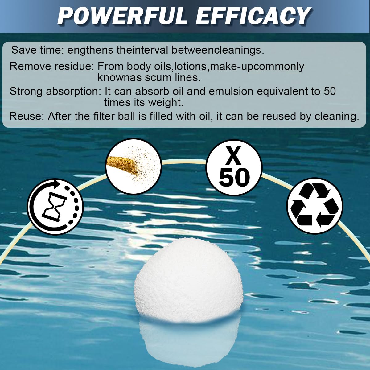 Zzyyldu reusable scum absorber traps oils to keep spa water clear