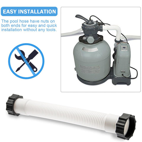 Rotating nuts at both ends for fast, tool-free installation with Intex pumps.